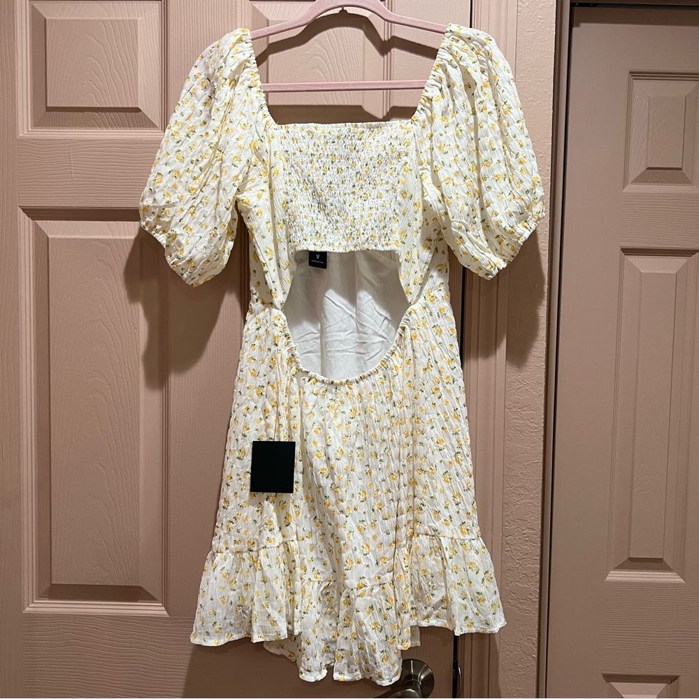 Lulus Flirtatious Fit White Floral Print Puff Sleeve Mini Dress - Picture 5 of 9